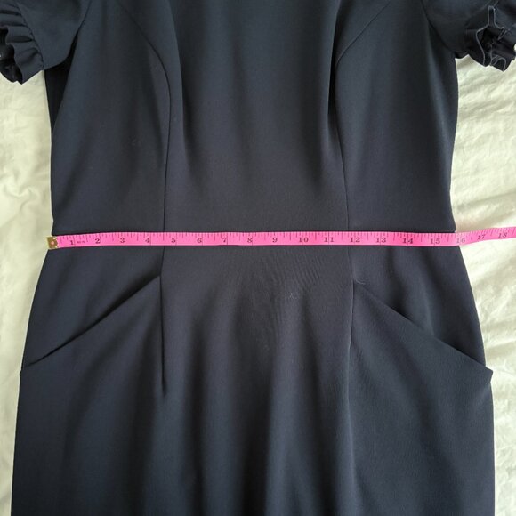 Maggy London Ruffle Short Sleeve Pocket Sheath Dress office Chic 12 - Picture 5 of 9